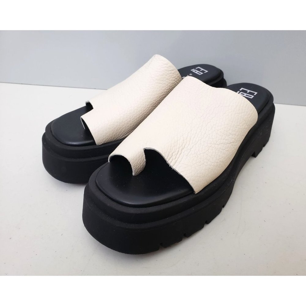 E8 by Miista Maggie Flatform Sandals Off White Grained Leather Womens 38 - Picture 2 of 5